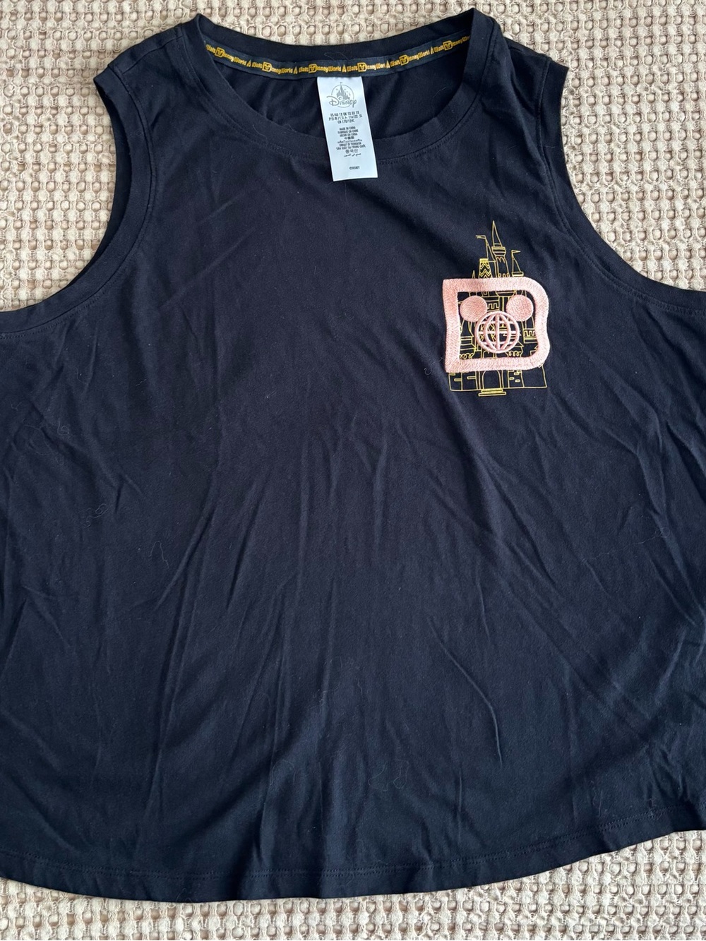 Disney Black Girls Tank Top with Pink Castle Patch